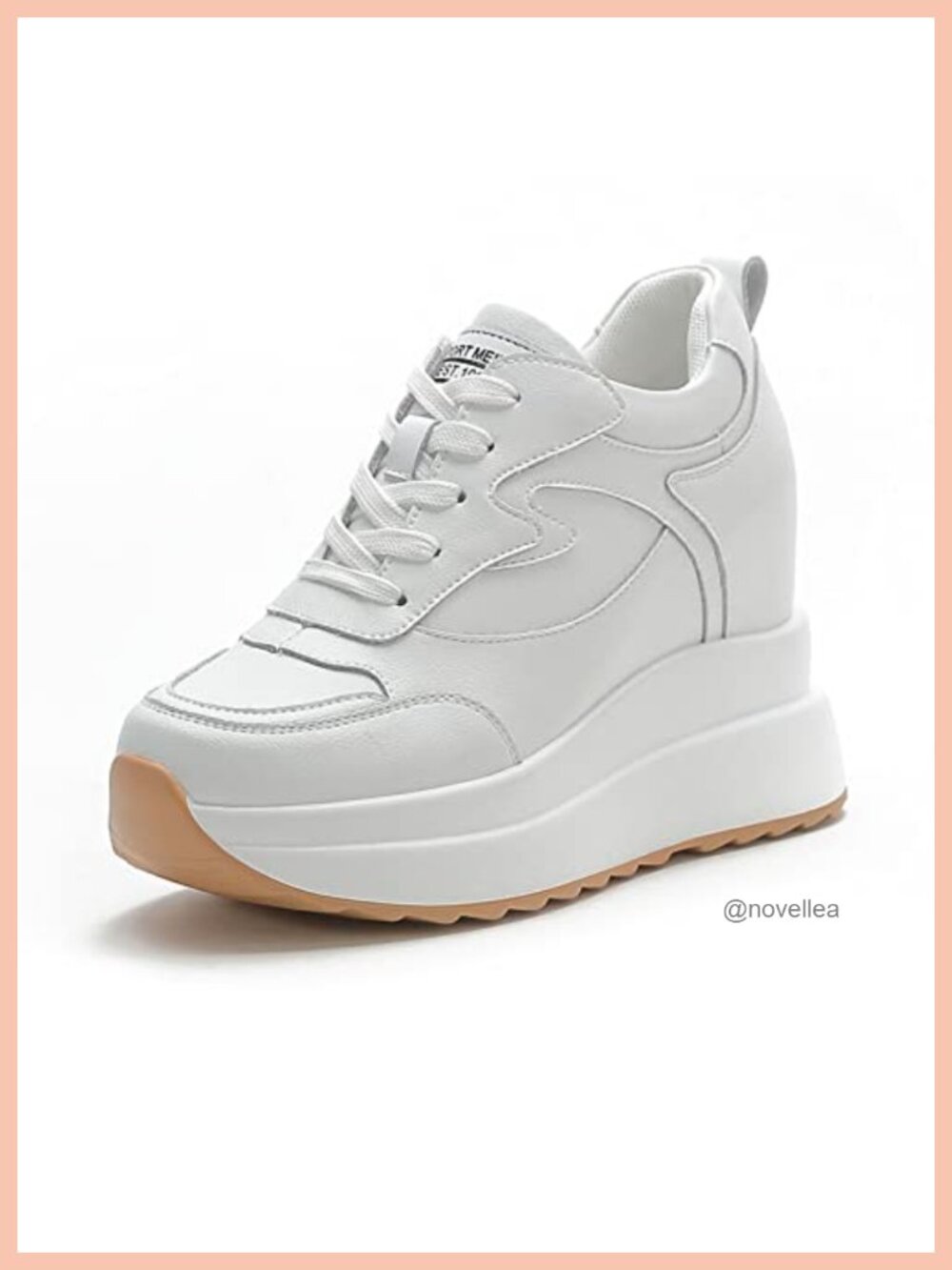 Platform Sneakers High Hidden Wedge Chunky Lace Up Leather Tennis Shoes